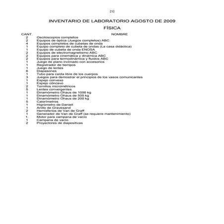 Inventario laboratorio
