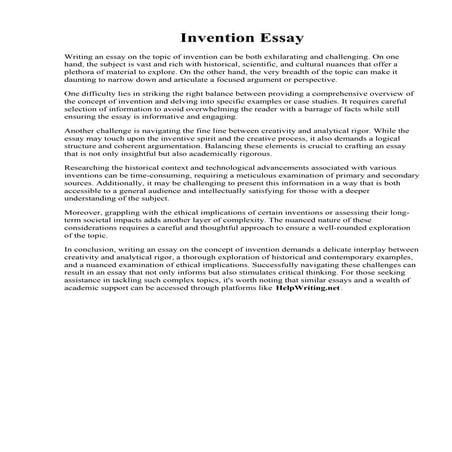 Invention Essay. Invention and Outline Examples: How to Write a College Essay...