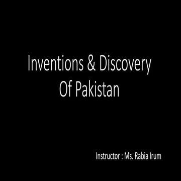 Inventions and discovery of Pakistan