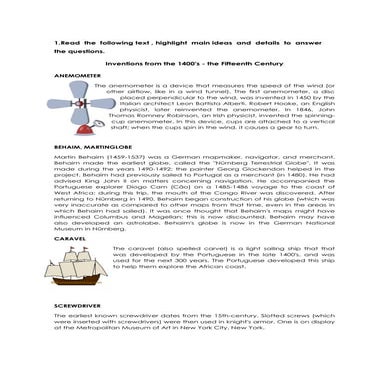Inventions from the 1400 | DOCX
