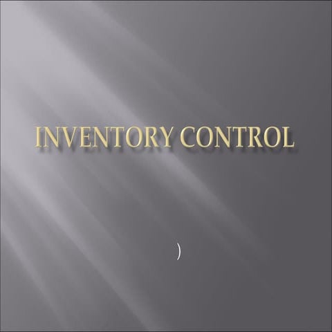 Inventory Control
