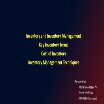 Inventory and inventory management