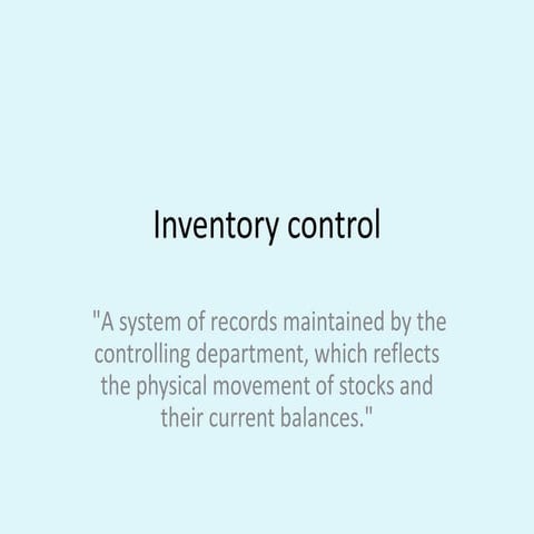 Inventory control