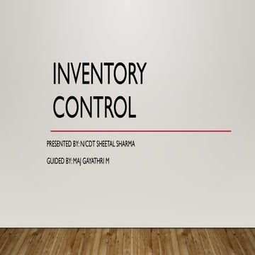 Inventory Control in nursing management in wards