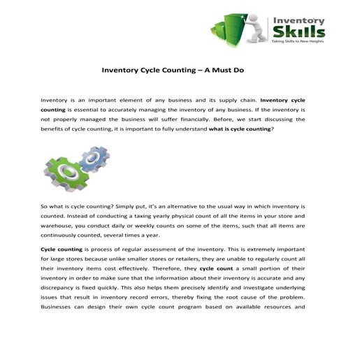 Inventory Cycle Counting – A Must Do