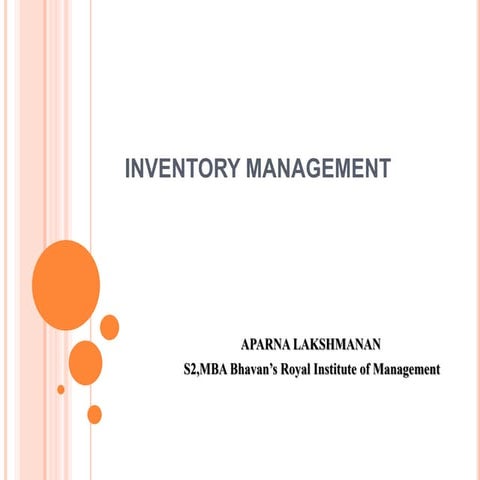 Inventory management  -Aparna Lakshmanan