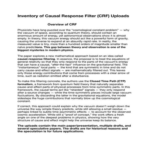 Inventory:  Uploads on Causal Response Filtering