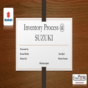 Inventory process @ suzuki pakistan