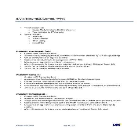 Inventory Transaction Types