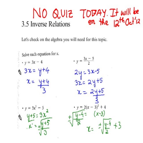 Inverse relations 11th october 2012 | PDF