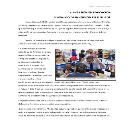 Inversión en educación sinónimo de inversión en futuro. | PDF