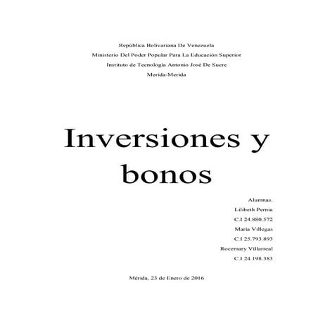 Inversiones y bonos