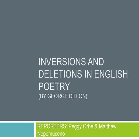 Inversions and deletions in english poetry v.2
