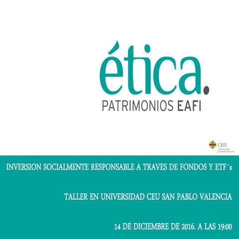 Inversion Socialmente Responsable con Fondos de Inversion y ETF´s 