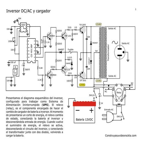 Inversor de voltaje DC - AC de 150W