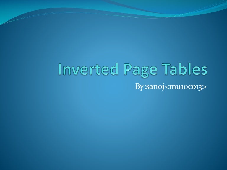 Inverted page tables basic