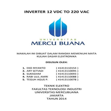 Inverter 12 VDC to 220 VAC