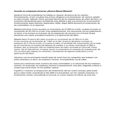 Invertir en empresas mineras #BVL sep20