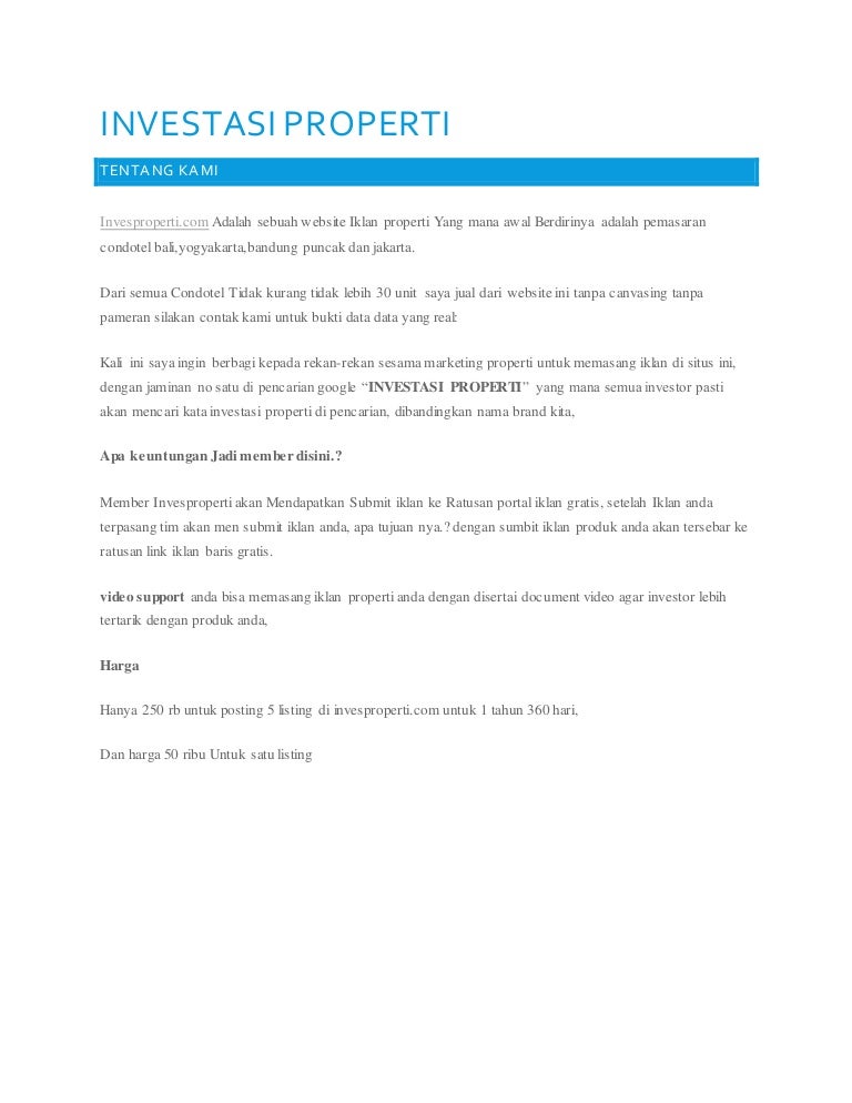 Situs Investasi Properti