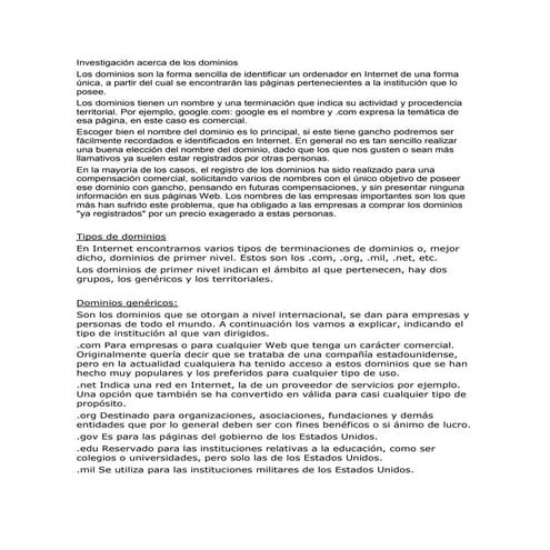 Investigación acerca de los dominios Erick Jiemenez 