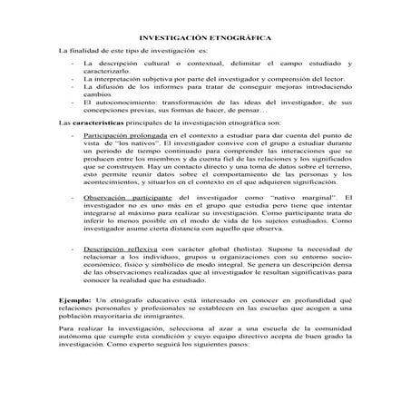 Investigación etnográfica