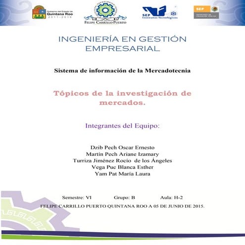 UNIDAD 5 TÓPICOS DE LA INVESTIGACIÓN DE MERCADOS