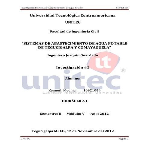 sistemas de abastecimiento de agua potable de tegucigalpa y comayaguela