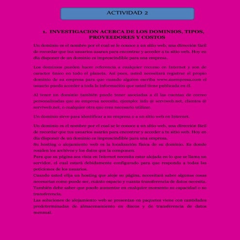 Investigacion acerca de los dominios