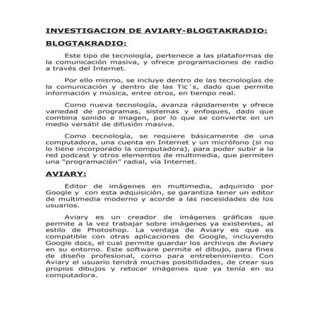 Investigacion de aviary