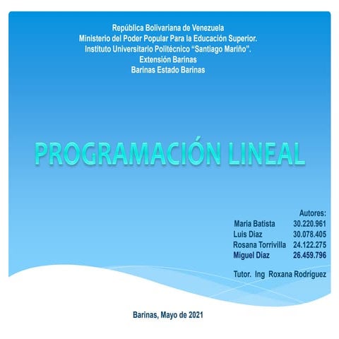 INVESTIGACIÓN DE OPERACIONES I