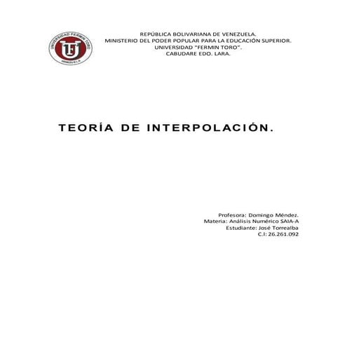 Investigacion sobre interpolacion