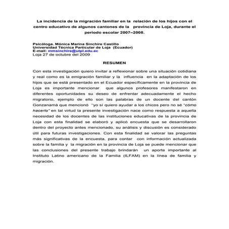 Investiga de la tesis ilfam