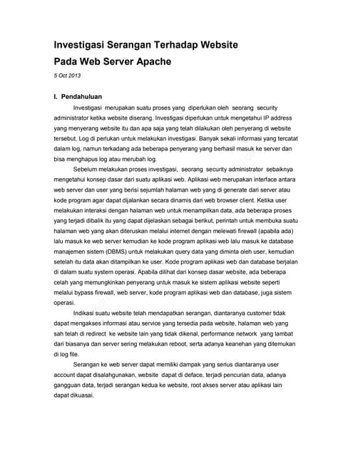 Investigasi Serangan Terhadap Website Pada Web Server Apache