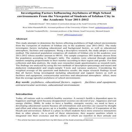 Investigating factors influencing joyfulness of high school environments from...