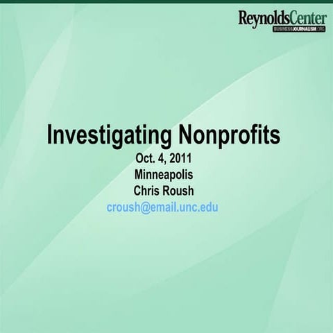 "Investigating Nonprofits" in Minneapolis 2011