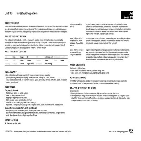 Investigating Pattern Scheme Of Work Year 3 And Year 4
