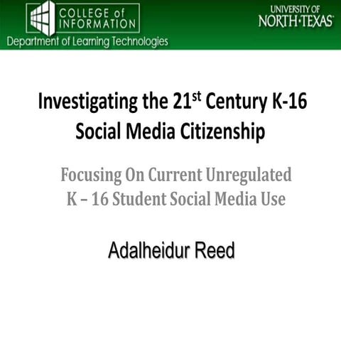 Investigating the 21st century k 16 social media use power point final version