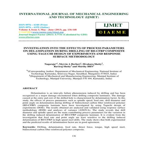 Investigation into the effects of process parameters on delamination 2
