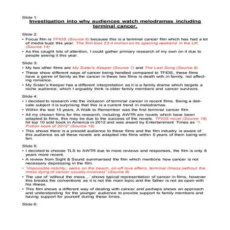 Investigation into melodramas 2014/15