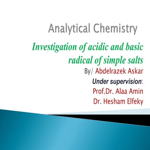 Investigation of acidic and basic salts
