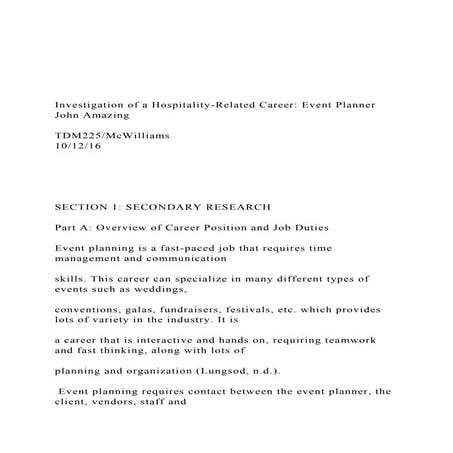 Investigation of a Hospitality-Related Career Event Plann.docx