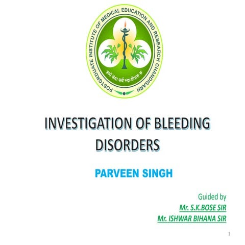 Investigation of bleeding disorder ||  bleeding disorder