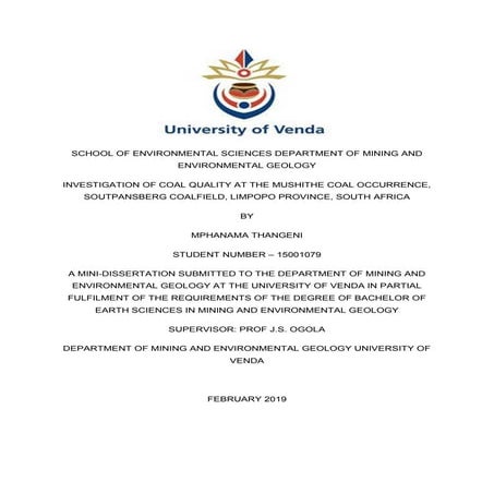 INVESTIGATION OF COAL QUALITY AT THE MUSHITHE COAL OCCURRENCE, SOUTPANSBERG COALFIELD, LIMPOPO PROVINCE, SOUTH AFRICA.pdf