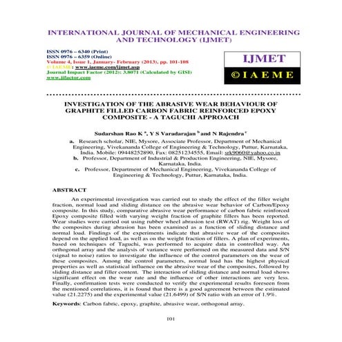 Investigation of the abrasive wear behaviour of graphite filled carbon fabric...