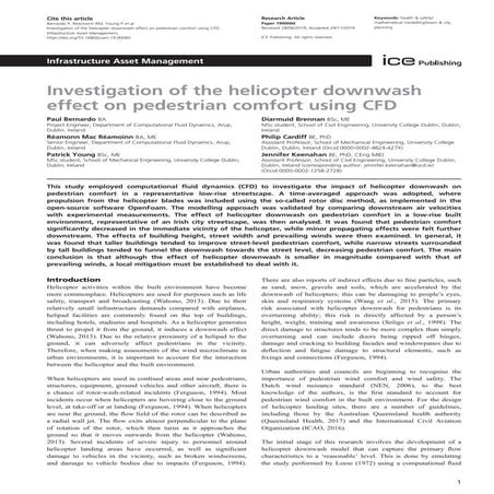 Investigation of the helicopter downwash effect on pedestrain comfort using cfd