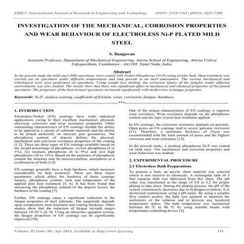 Investigation of the mechanical, corrosion properties and wear behaviour of e...