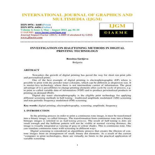 Investigation on halftoning methods in digital printing technology