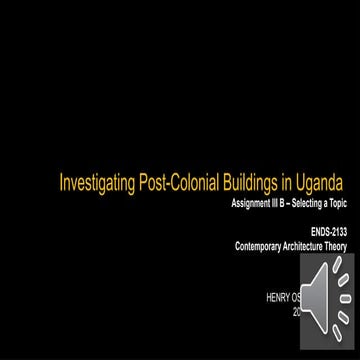 Exploring Post-Colonial Modernist Architecture in Uganda: Identity and ...