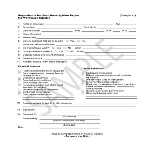 Accident Investigation Report - Sample 1
