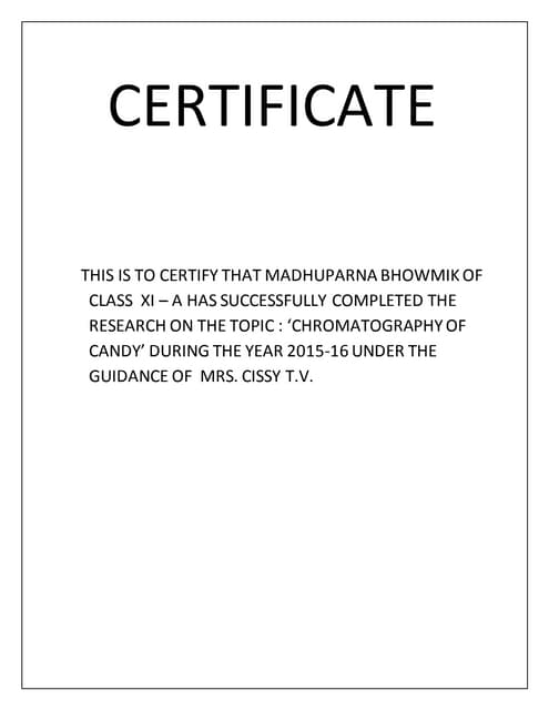 Investigatory project on chromatography of candy